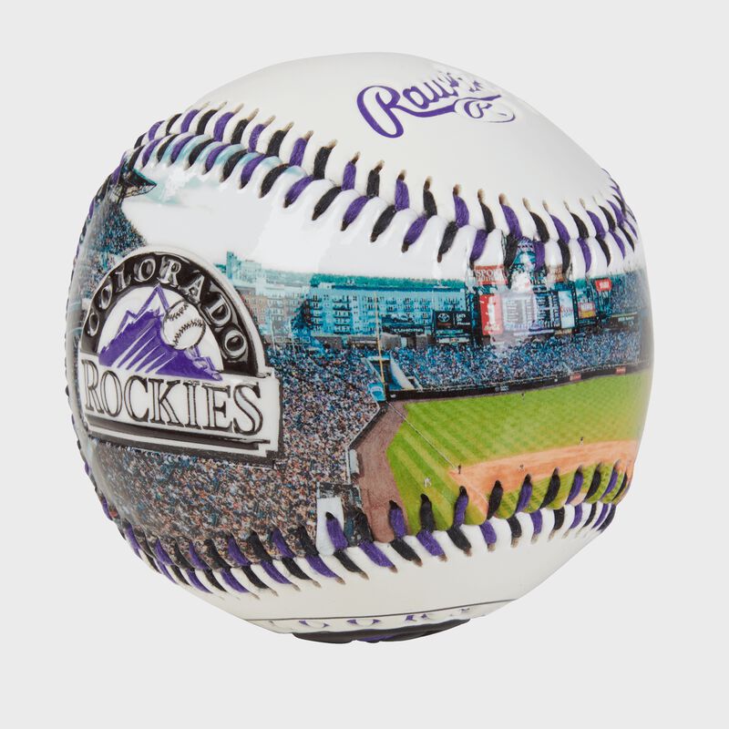 Stadium picture of a Colorado Rockies stadium baseball