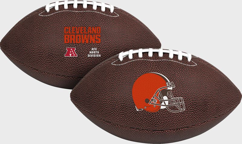A Cleveland Browns NFL Air-It-Out youth size football with embossed team logos - SKU: 08041064121