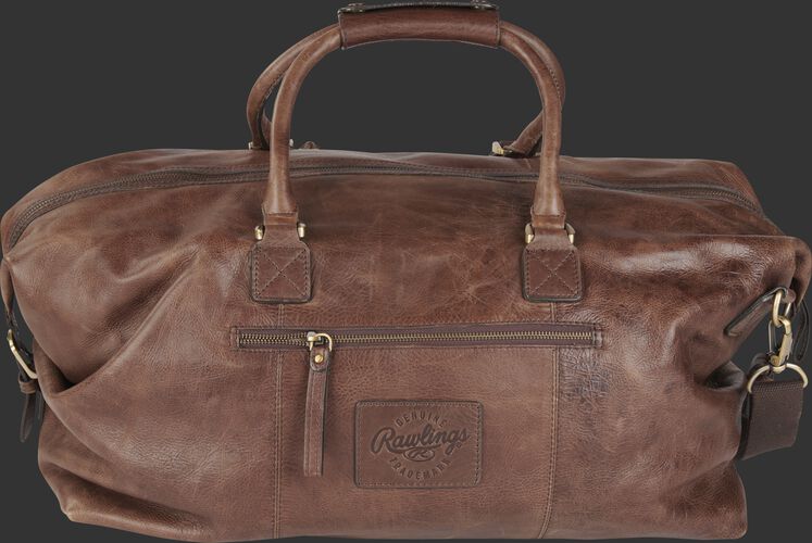 Back of a brown Rawlings rugged duffle bag with a side zip compartment - SKU: RS10023-200