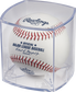 An Angels World Series Champs 20th anniversary ball in a clear display cube - SKU: RSGEA-ROMLBLAA20-R image number null
