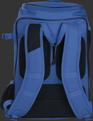 Back shoulder straps of a royal R701 baseball gear backpack with black back padding