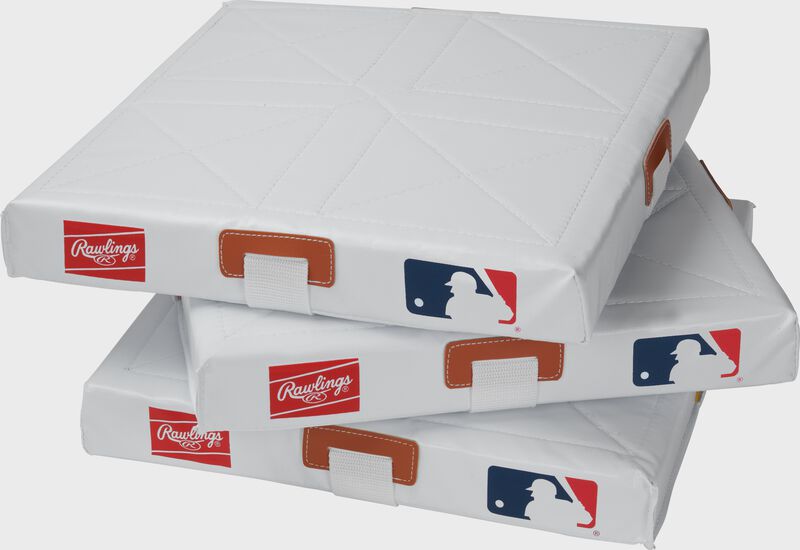 3 youth size Rawlings quilted bases stacked on top of each other - SKU: RSQB
