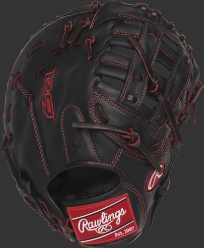 R9YPTFM16B 12-inch R9 Series youth first base mitt with a black back and designed with a youth pro taper fit