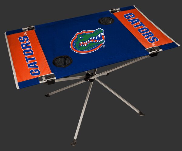 NCAA Florida Gators Endzone tailgate table in team colors with a team logo in the middle and two cup holders SKU #04053022111