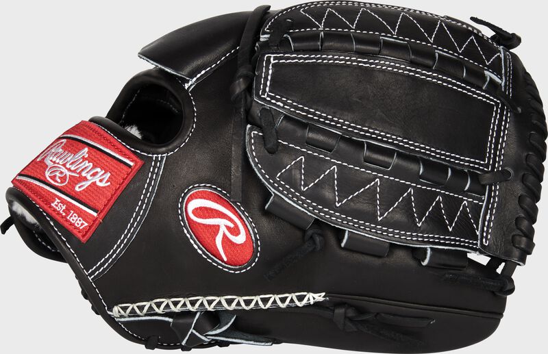 Thumb of a black Pro Preferred 12-inch infield/pitcher's glove with a black Vertical Hinge web - SKU: PRO1200PRBPRO