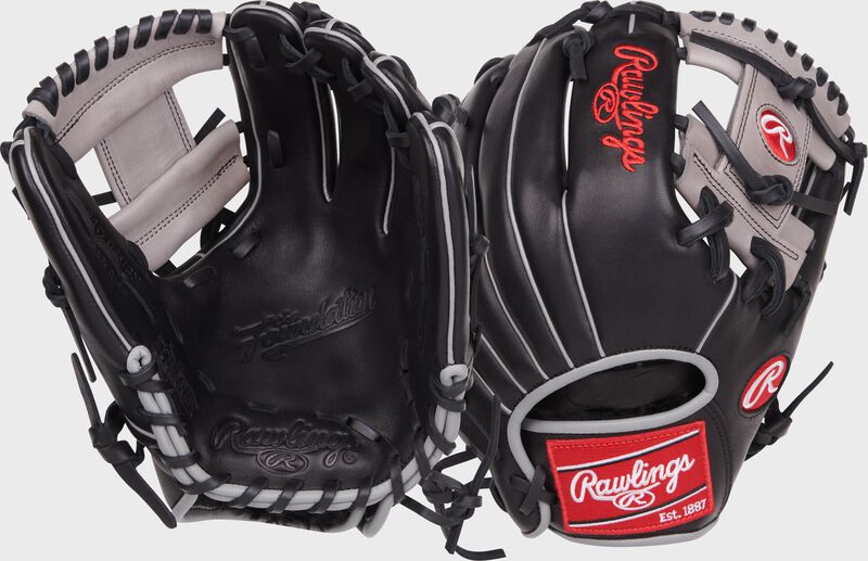 2 images showing the palm & back of a Foundation Series Aaron Judge youth infield glove - SKU: RSGRF204-2B