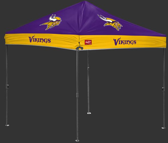 A purple/yellow NFL Minnesota Vikings 10x10 canopy with team logos on each side - SKU: 02231075111