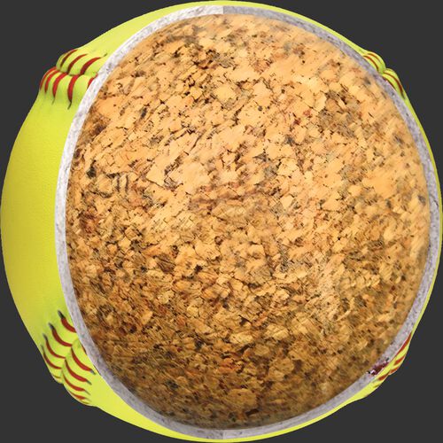 Inside cork of a C11BYLUC USSSA 11-inch softball