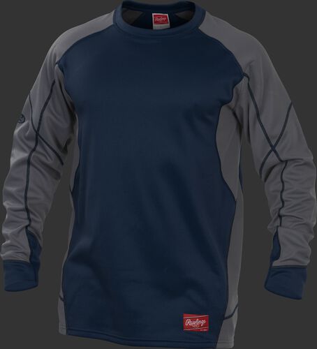UDFP4 Dugout fleece pullover with a navy body, grey sleeves and navy stitching
