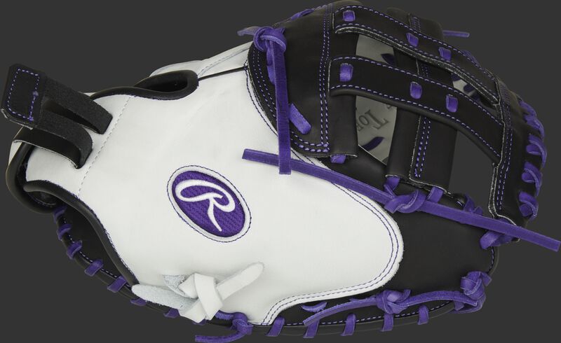 Thumb of a white/black RLACM33FPPU Liberty Advanced Color Series 33-inch catcher's mitt with a black H web