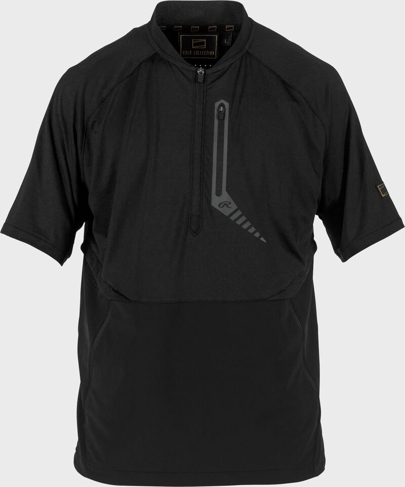 Rawlings Gold Collection Quarter-Zip Short Sleeve Jacket, Adult L, Black