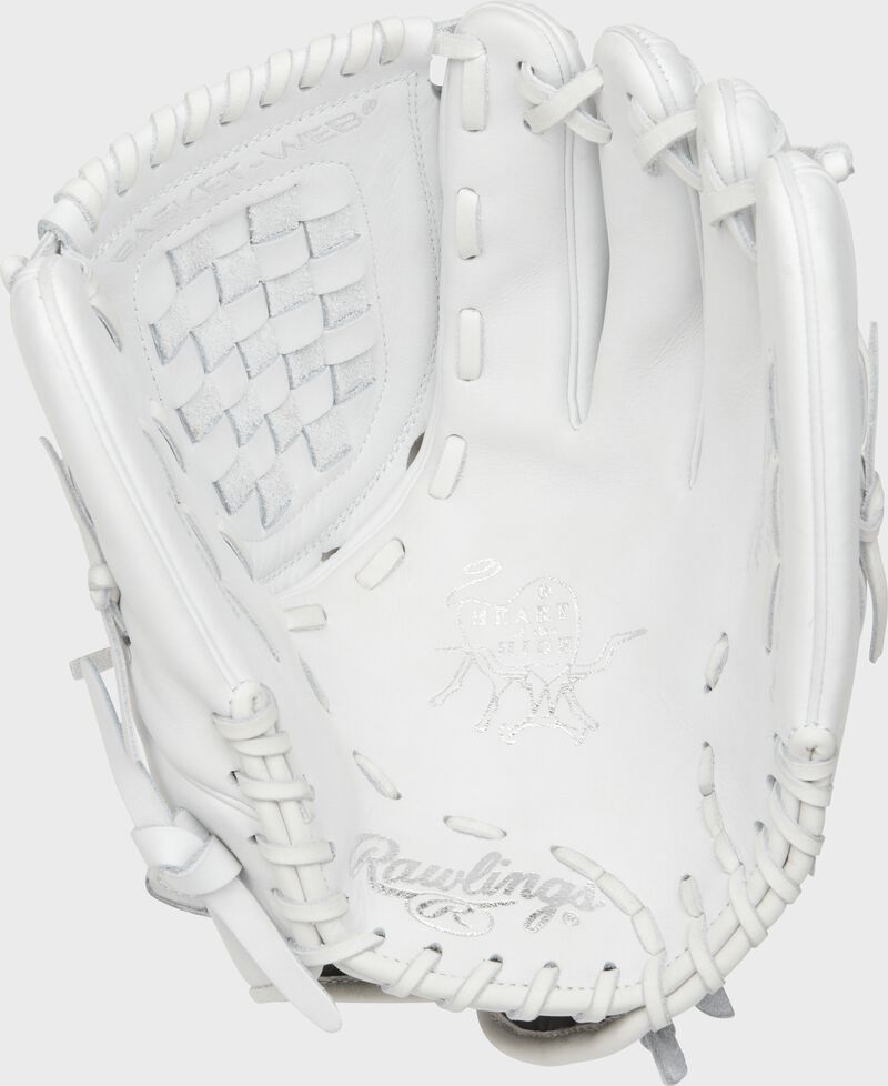 PRO125SB-3W Rawlings 12.5-inch softball glove with a white palm and white laces