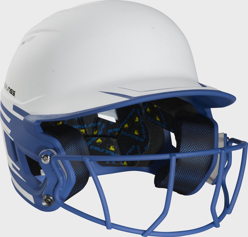 Front right-side view of Rawlings Mach Ice Softball Batting Helmet, Royal - SKU: MSB13 image number null