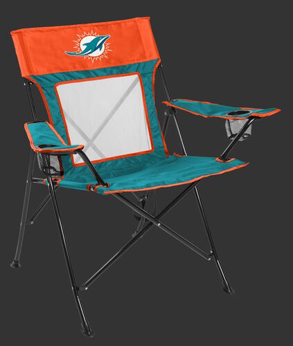 Front of Rawlings Aqua Green and Orange NFL Miami Dophins Game Changer Chair With Team Logo SKU #00651074111
