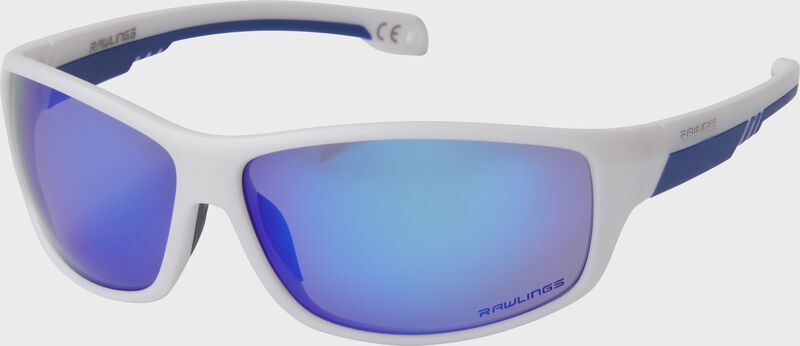 Rawlings Mens Athletic Sunglasses Half-Rim White/Blue Mirrored Lens  10237060.QTS 