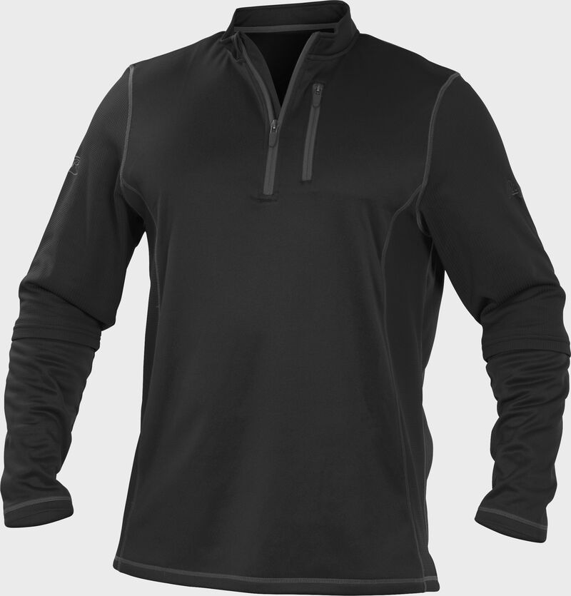 Black Rawlings quarter-zip fleece pullover with graphite chest pocket zipper SKU#- TECH2