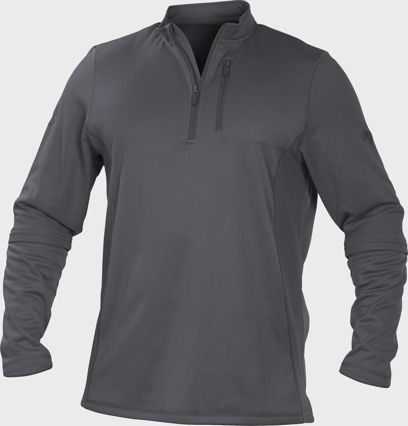 TECH2 Gray Rawlings quarter-zip fleece pullover with graphite chest pocket zipper