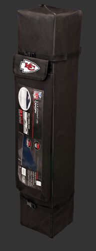Black carry case of a 9x9 Kansas City Chiefs canopy with a team logo on the side compartment - SKU: 03231071112