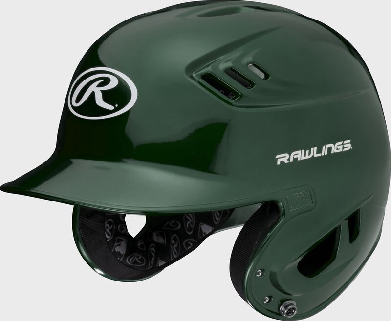 A metallic dark green R16S Velo senior batting helmet with Cool-Flo vents