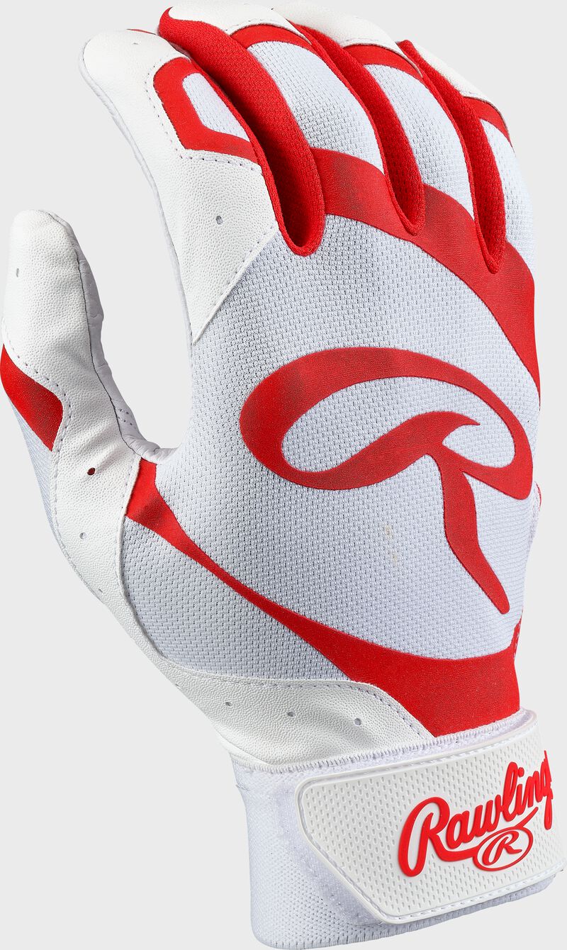 Back of a white/scarlet 5150 II batting glove - SKU: 5150IIBG-WHSC