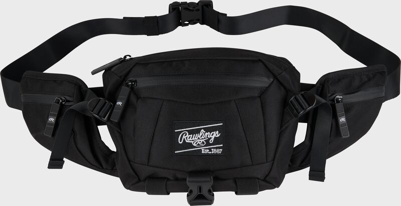 Front of a black Rawlings players sling bag - SKU: RSLING-BK