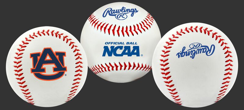 NCAA Auburn Tigers baseball with a team logo, NCAA logo and Rawlings logo