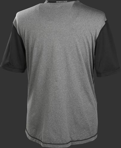 Back of a gray Rawlings Hurler short sleeve shirt with black sleeves - SKU: HSSP-GR/B