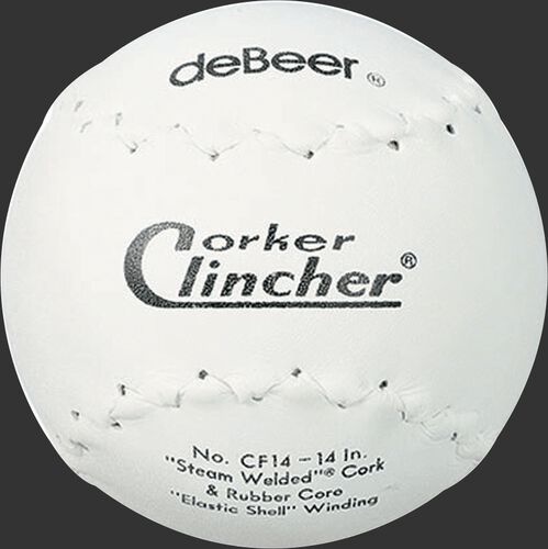 A white W10188 deBEER 14-inch clincher softball