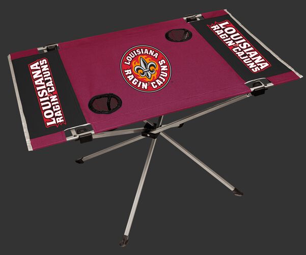 NCAA Louisiana Ragin' Cajuns Endzone table with team colors and team logos and two cup holders SKU #04053148111