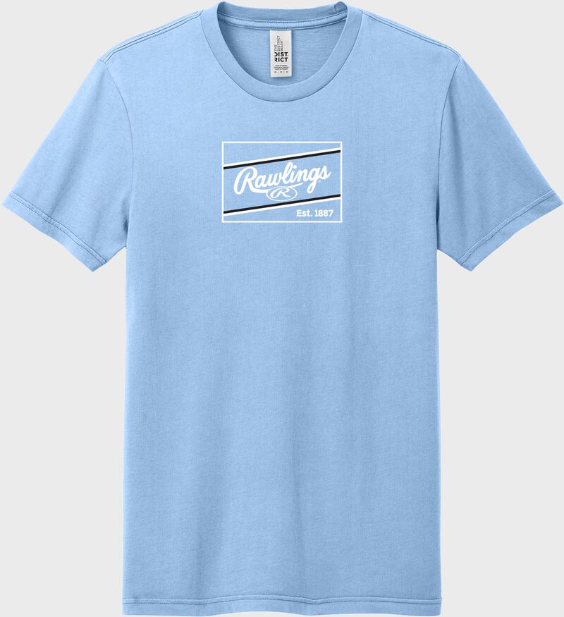A light blue Rawlings patch T-shirt