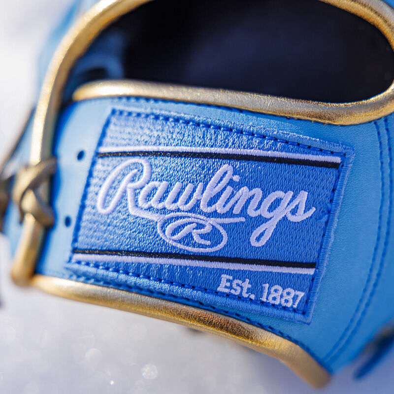 Picture of the Columbia blue Rawlings patch of an exclusive R2G Heart of the Hide 11.75" glove