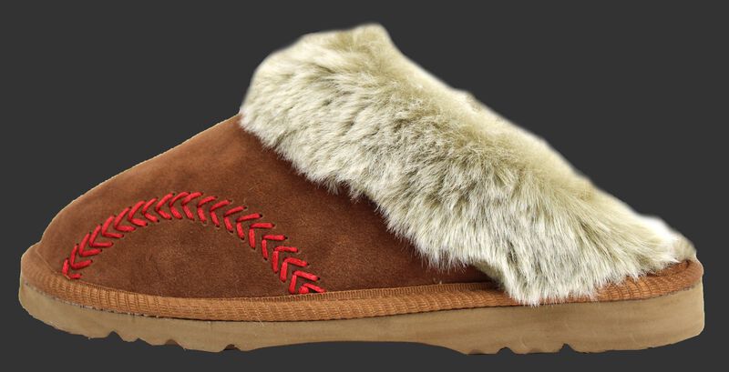 Side view of a RF50006-200 Women's baseball stitch slides with a baseball stitch pattern