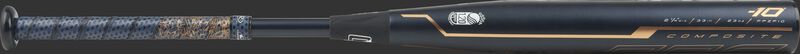 FPZP10 Rawlings Quatro Pro softball bat with a black barrel and navy/rose gold Lizard Skins grip