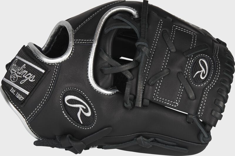 Thumb of a black 2022 Encore 11.75-Inch infield/pitcher's glove with a black 1-Piece solid web - SKU: EC1175-8B
