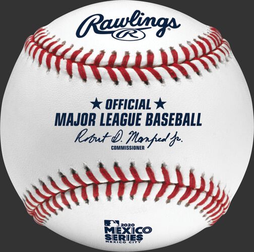 An official 2020 Mexico Series baseball with the Official ball of Major League Baseball stamp - SKU: ROMLBMS20