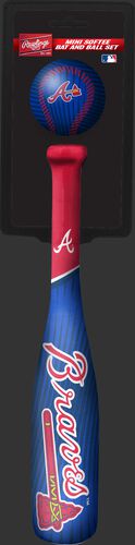 Rawlings Atlanta Braves Softee Mini Bat and Ball Set in Team Colors With Team Name and Logo On Front SKU #01160005114