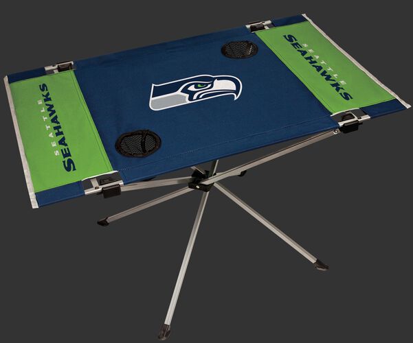 Rawlings Blue and Green NFL Seattle Seahawks Endzone Table With Two Cup Holders, Team Logo, and Team Name SKU #03391085111