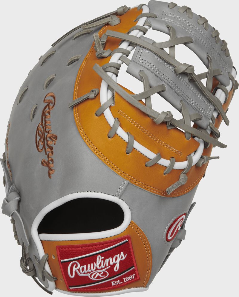 PROAR44 12.75-inch Heart of the Hide first base mitt with a grey back and tan trim