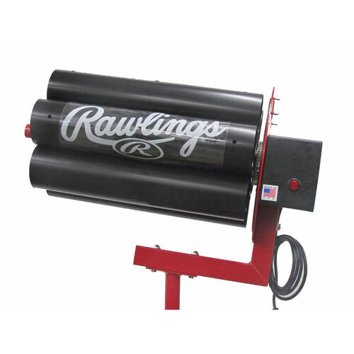 Feeder Machine View of Rawlings Black Spin Ball Pro 3 Wheel Combination Automatic Ball Feeder With Brand Name SKU #RAF3C1