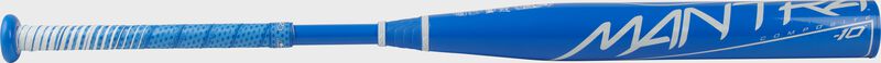 A blue 2021 Rawlings Mantra Fastpitch Bat | -9, -10 with a Lizard Skins grip - SKU: FP1M