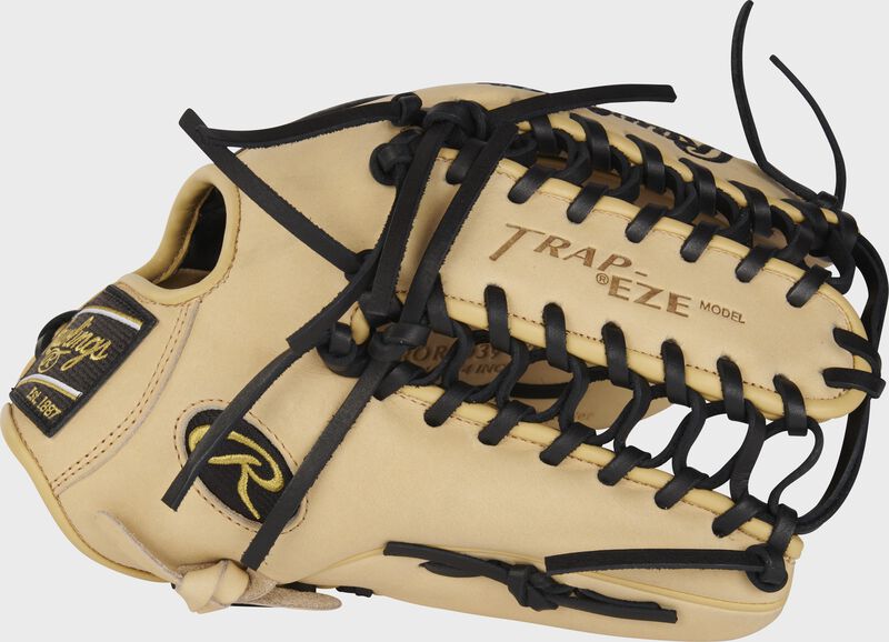 Thumb of a camel/black Heart of the Hide 12.75" outfield glove with a camel Trap-Eze web - SKU: PROR3039-22CB