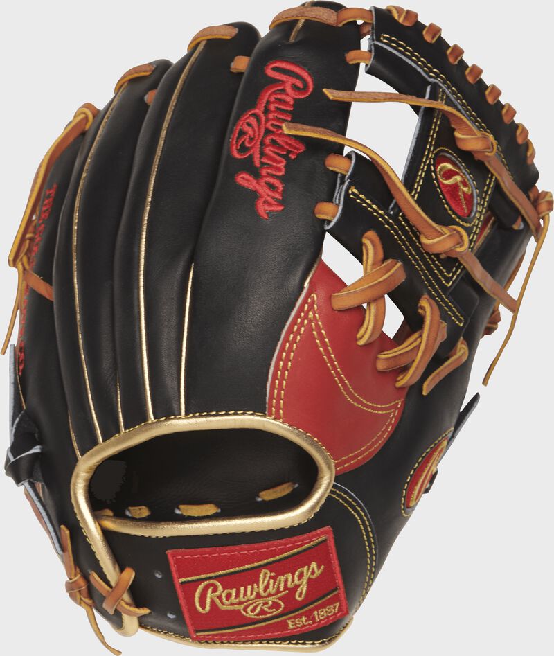 PRONP4-2SBG 11.5-inch Heart of the Hide I web glove with a black back and gold binding and welting