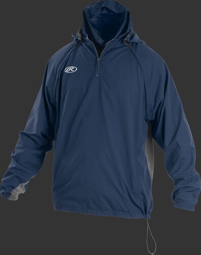Front of Rawlings Navy Adult Long/Short Sleeve Jacket - SKU #TRITHR-DG-91