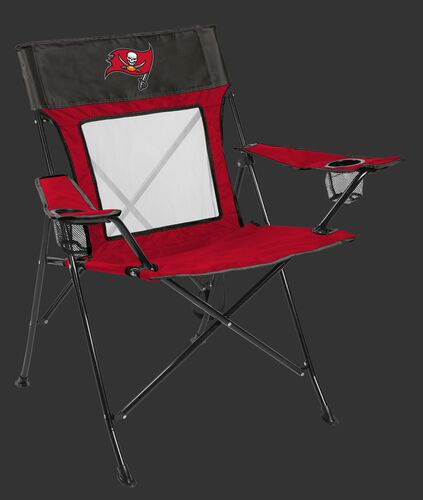 Front of Rawlings Grey and Red NFL Tampa Bay Buccaneers Game Changer Chair With Team Logo SKU #00651086111