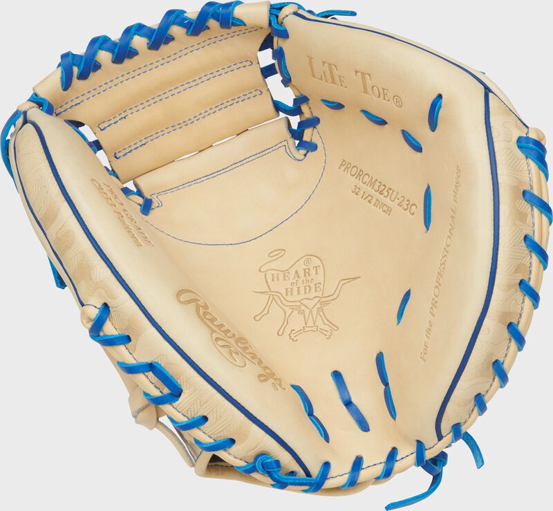 Palm of a camel Heart of the Hide ContoUR Fit 32.5-Inch Catcher's Mitt with royal laces