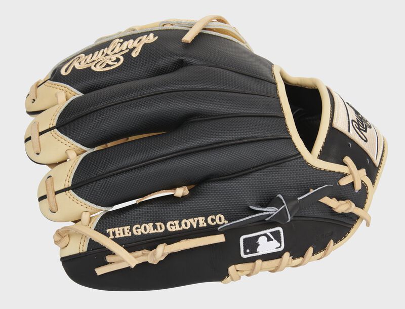 Black  Speed Shell finger backs of a Heart of the Hide 12-Inch glove with the MLB logo on the pinkie - SKU: PRO206-6CBSS
