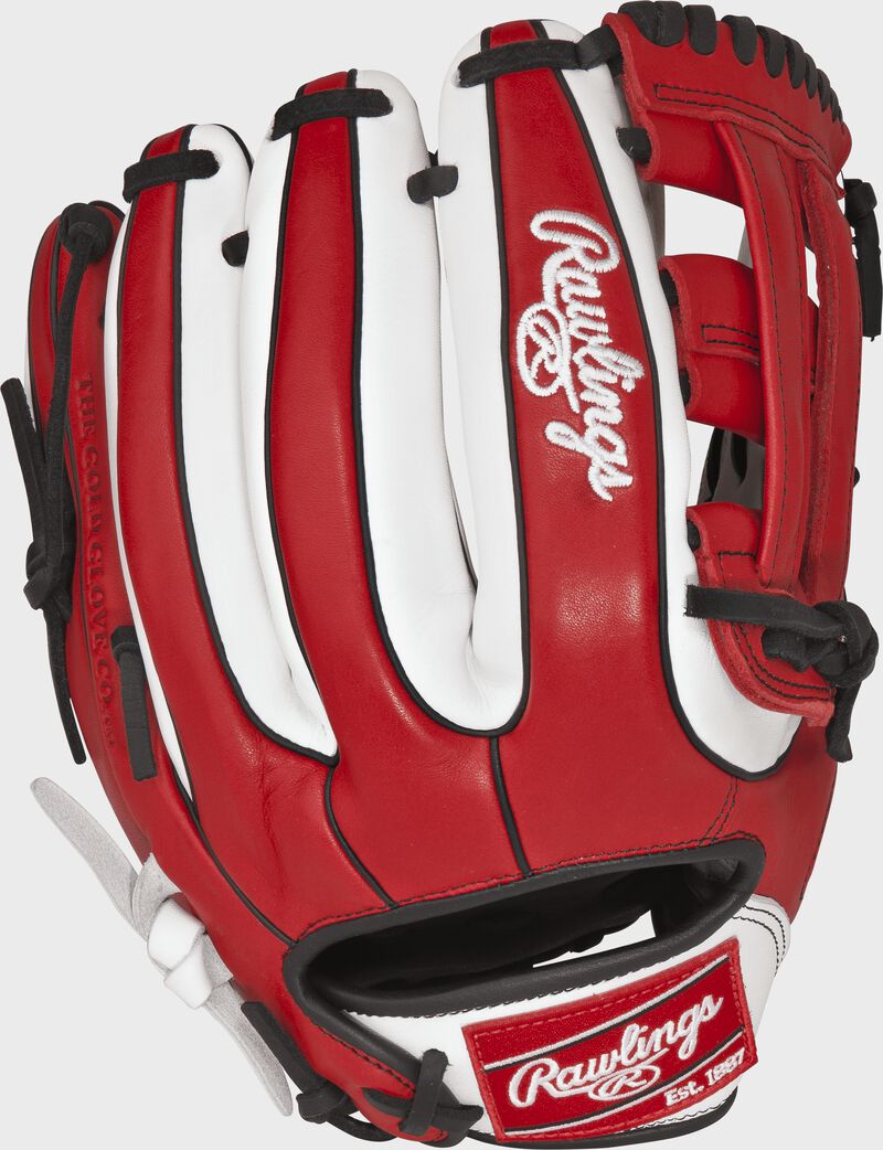 GXLE315-6WS 11.75-inch Gamer XLE infield glove with a scarlet/white back and black double-welting