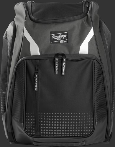 A gray Legion backpack with a black Rawlings patch on the front - SKU: LEGION-GR