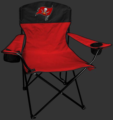 Front of Rawlings Red and Black NFL Tampa Bay Buccaneers Lineman Chair With Team Logo SKU #31021086111
