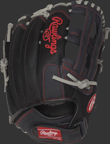 R130BGSH 13-inch Renegade Series recreational baseball/softball glove with a black mesh back and Velcro wrist strap